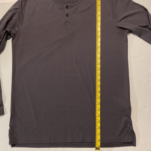 Cuts Men’s Henley Shirt Long Sleeve Dark Gray - Picture 3 of 10